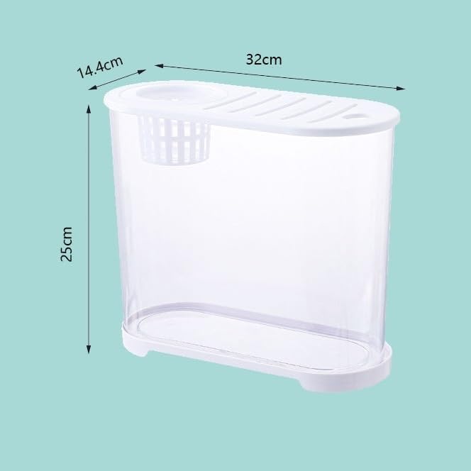 Acuario Acuario de escritorio con tapa multifuncional blanca transpirable HD transparente de acrílico pequeño acuario de peces de colores tanques de cría de peces pequeños Peces Acuario(32cm*14.4cm*25