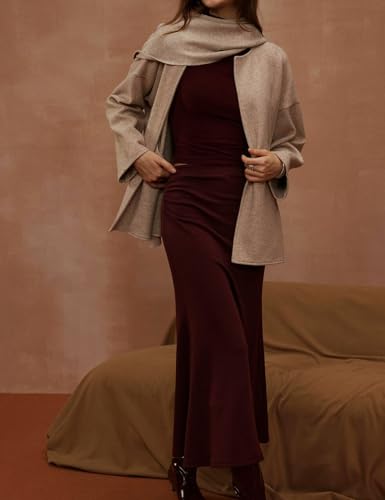 Kissonic Women's Oversized Scarf Jacket Shawl Wraps Knit Long Sleeve Button Winter Peacoat4