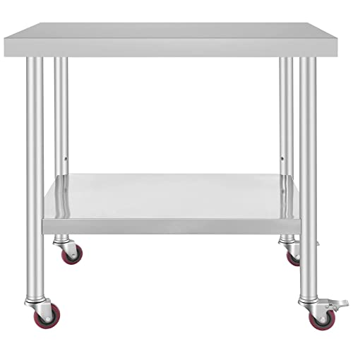 VEVOR Tavolo da Lavoro in Acciaio Inox Piano di