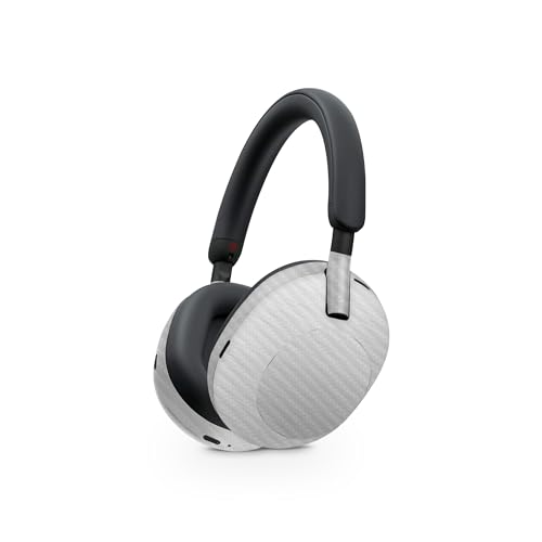 Image of MightySkins Carbon Fiber Skin Compatible with Sony WH-1000XM5 Headphones - Cold Steel | Protective, Durable Textured Carbon Fiber Finish | Easy to Apply