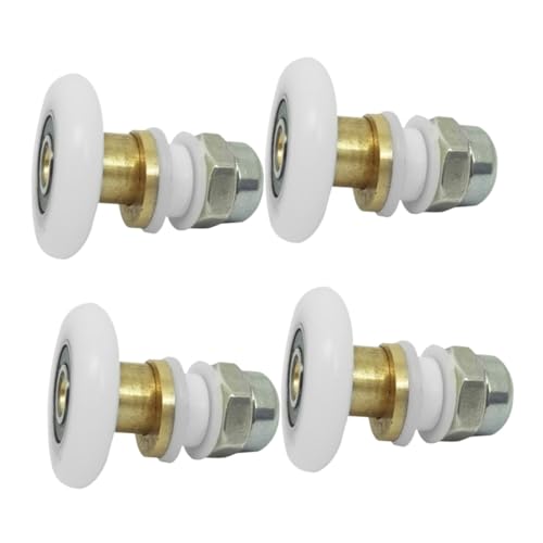 DOITOOL 4個 浴室用シャワードアローラー 耐久素材製 静音滑り滑車 弧デザイン引き戸部品 スムーズなベアリング走行交換パーツ