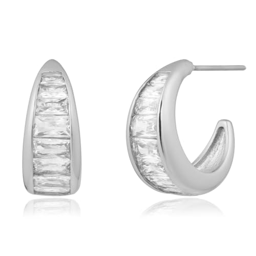 Image of Obidos 14K Gold Plated Small Chunky Open Hoops | Thick Lightweight Gold Hoop Earrings for Women