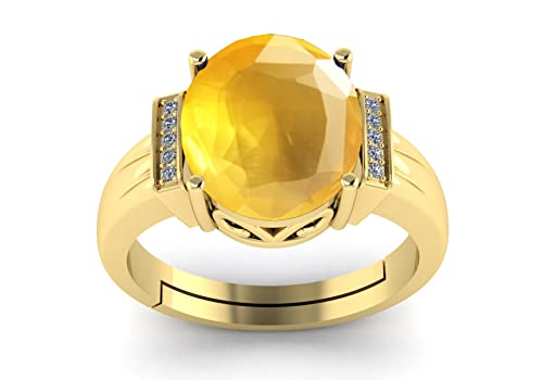INDIA MADE Zaffiro giallo certificato 6,25 Ratti 5,50 carati placcato oro Rign per uomini e donne - B0BF5KWMYK, Argento, Zaffiro sintetico