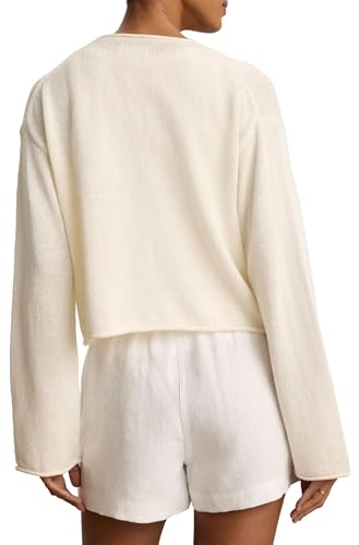 VELVET BY GRAHAM & SPENCER Women's Verity Organic Hemp Cotton Cardigan, Milk, Small2