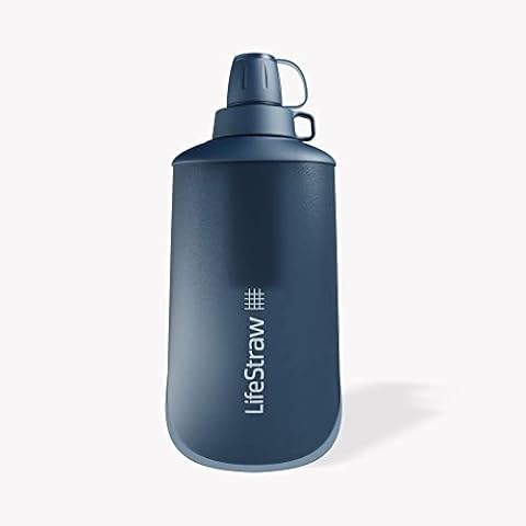 LifeStraw Peak Series - Collapsible Squeeze Bottle Water Filter System - 650ml for Trail Running, Through Hiking, Travel, Cycling, and Fishing, Mountain Blue Cover