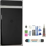 Pixel 6 Pro Back Glass Replacement for Google Pixel 6 Pro 5G Back Cover Glass Housing Door with Pre-Installed Tape + Tools (Black)