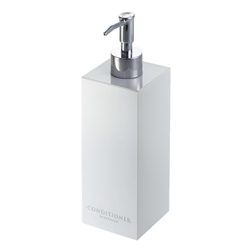 YAMAZAKI Home Conditioner Dispenser for Shower, Gel Pump Bottle | ABS Plastic, Stainless Steel Resin, White, One Size