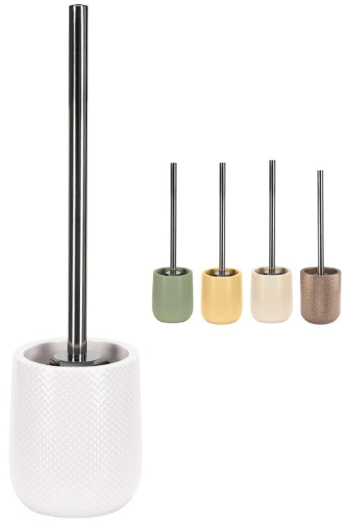 KW Luxury Ceramic/Porcelain/Stoneware Toilet Brush and Holder (Soft White)