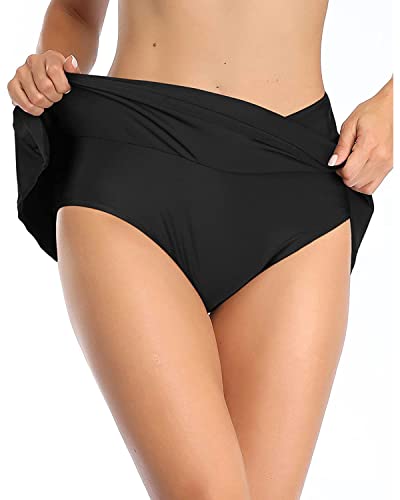Yonique Women's Swim Skirt Mid Waist Swim Bottoms Elastic Waist Swimsuit Bottoms4