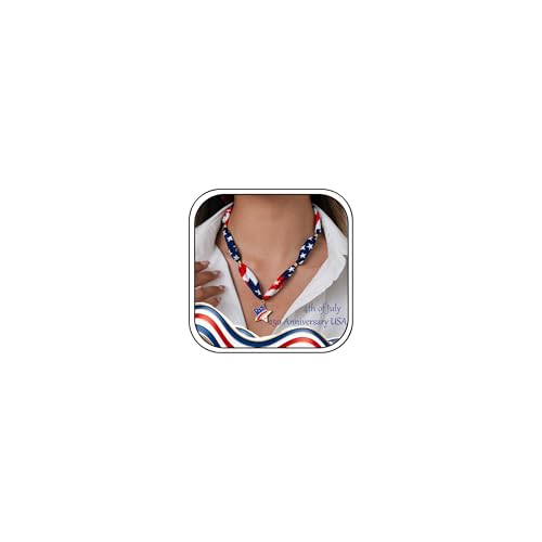 rgwtgkyh 250 Anniversary USA Merchandise 4th of July Star Bandana Choker Necklace Patriotic USA Flag Silk Scarf Necklace with Charm