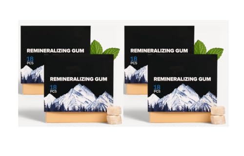 Remineralizing Gum with Nano Hydroxyapatite & Xylitol | Support Tooth Remineralization, Cavity & Receding | Sugar-Free and Natural Base | 18 pieces per box,4pcs