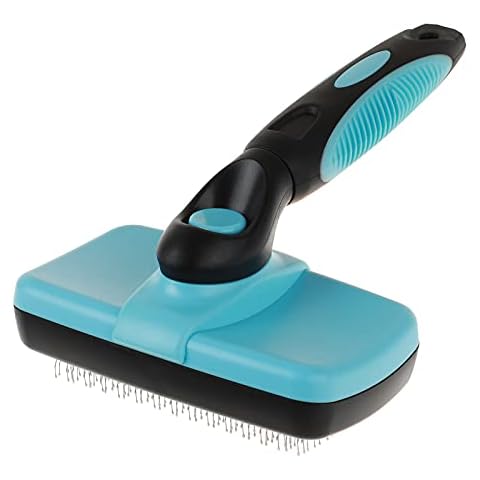 Smartelf Pet Grooming Brush, Self Cleaning, Blue, for Dog and Cat, Long & Short Hair, Undercoat, Mat Tangled Hair Remover, Ergonomic Design Cover