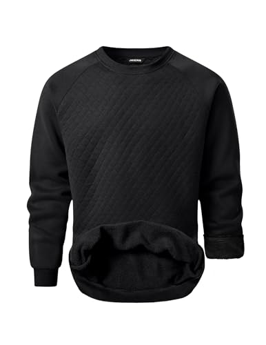 JMIERR Men's Long Sleeve Crewneck Pullover Sweatshirts Diamond Textured Casual Warm Sweater, 2XL, Black