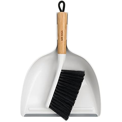 MR.SIGA Dustpan and Brush Set, Portable Cleaning Brush and Dustpan Combo with Bamboo Handle, 1 Set Cover