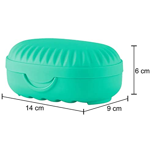Image of Heart Home Soap Holder for Bathroom | Portable Plastic Self Draining Soap Holder | Leakproof Soap Box for Bathroom, Outdoor Camping, Traveling | Mint Green