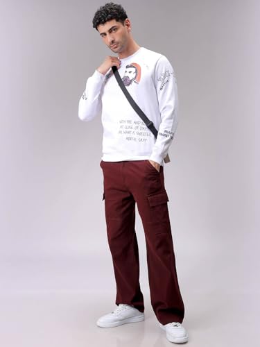 Image of The Indian Garage co Men Regular Fit Placement Print Overhead Crewneck Sweatshirts