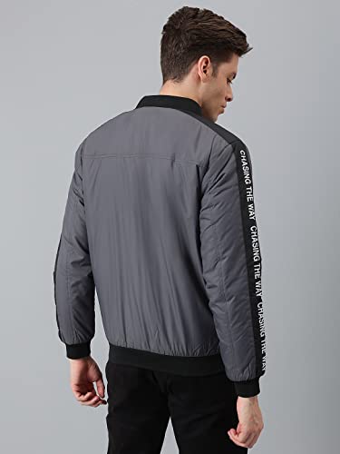 Image of Dennis Lingo Men's Polyester Long length Long Sleeves Bomber Jacket - Mandarin Collar, Welt Pocket, Lightweight, Casual Winterwear