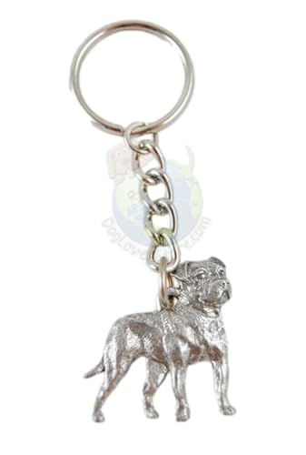 American Bulldog Dog Fine Pewter Keychain Key Chain Ring