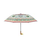 RIFLE PAPER CO. Home Sweet Home Pattern Umbrella, Includes Matching Storage Sleeve, Portable 11' Fold Up Size, Auto Open Feature, Classic Wooden Duck Handle, Printed in Full Color