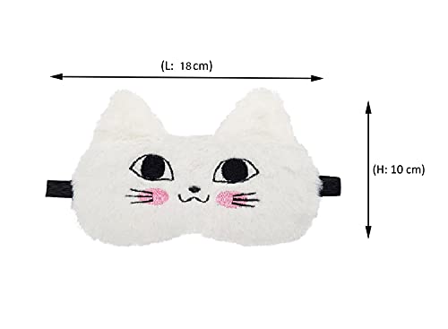 Image of Jenna Sleeping Eye Mask for Sleeping for Women Sleep Mask Blind Fold Eye Cover for Sleep Soft Plush Frog Eye Mask for Kids and Adults Eyemask Lightweight & Durable (FurTomcatWhite-Gel)
