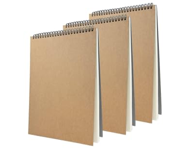 MININUSI 3 Pcs Bloc de Dibujo A4 60 Hojas 160g Cuaderno de Dibujo Sketchbook Libreta de Dibujo Con Espiral Cuaderno de Dibujo Profesional Cuaderno de Hojas Blancas para Dibujar para Niños Adultos