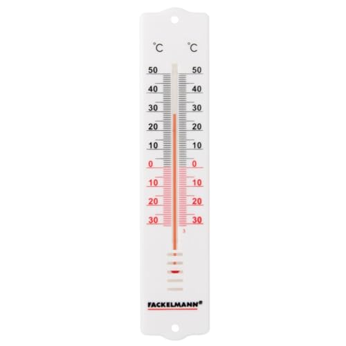 Fackelmann 16366 Thermomètre mural plastique, thermomètre intérieur, thermomètre extérieur, Plastique, Blanc, 21 cm