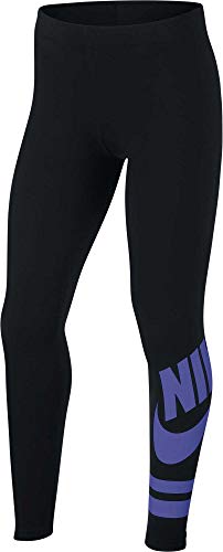 Nike Girl's Sportswear Favorites Graphic Leggings (Black/Violet, Large)