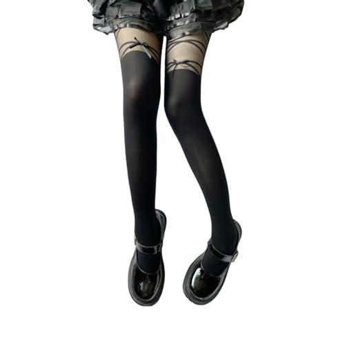 Image of Y2K Patterned Sheer Tights for Women Gothic Punk Thigh High Pantyhose Harajuku Lolita Bandage Fishnet Stockings