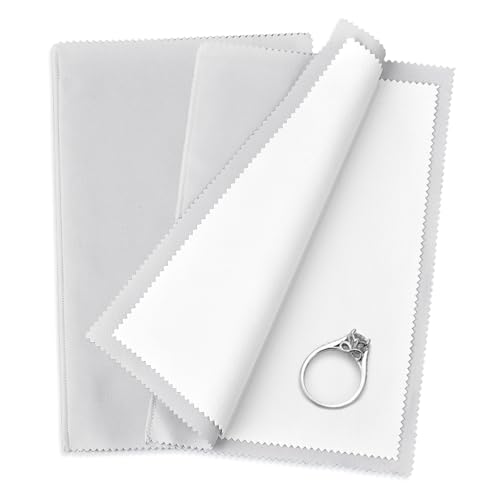 SEVENWELL Silver Polishing Cloth, Jewelry Cleaner Cloth for Sterling Silver Jewelry, Gold, Platinum, Silverware, Diamonds, Gemstones, Coins (Light Gray)
