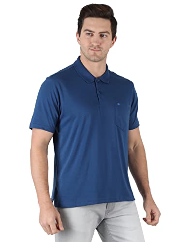 Image of Monte Carlo Mens S.Blue Plain Collar T-Shirt |22203401-167
