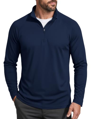 Image of MAGCOMSEN Men's Quarter Zip Pullover Long Sleeve Sweatshirts Fleece Lined Golf Pullover Thermal Gym Workout Tops