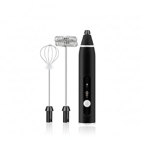 Image of VeeDee USB Rechargeable Milk Frother Handheld - 3-Speed Adjustable Electric Foam Maker with 2 Stainless Steel Whisks - Portable Coffee Frother & Egg Beater (Black)