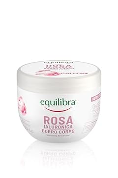 Equilibra, Burro Corpo, Azione Nutriente, 300ml, con Burro di Karité, Estratto di Rosa Damascena, Acido Ialuronico a Medio-Alto Peso, e Burro di Mango, Adatto a Pelli Sensibili