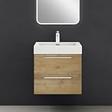 Photo Gallery doporro mobile bagno sospeso60cm, mobiletto per bagno con lavabo, marrone chiaro, seria quadratto f156