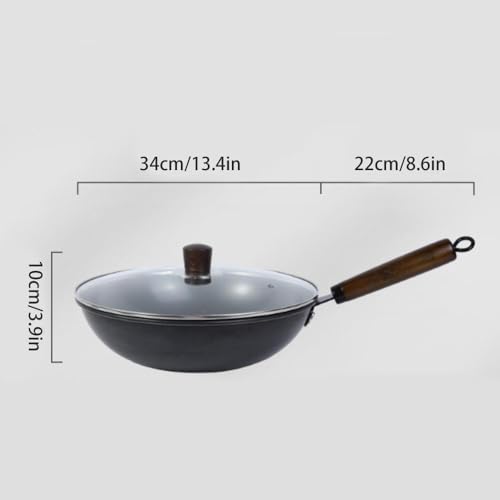 Wok de hierro fino de 13.4 pulgadas con tapa miniatura 7