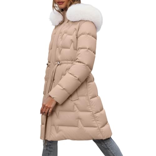 Manteau épais anti-froid pour femme doudoune longue et imperméable avec capuche