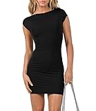 LEEDYA Women's Y2K Going Out Mini Dress Backless Short Party Dress Clubwear Sexy Open Back Hollow Bo