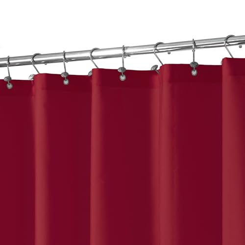 Image of N&Y HOME Fabric Shower Curtain or Liner with Magnets, Red | Hotel Quality, Machine Washable, Water Repellent, Standard Size
