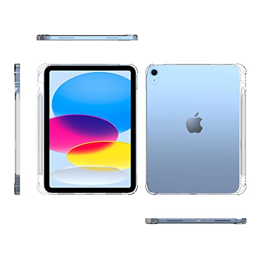 iPad 10.9 第10世代 2022 ケース 鉛筆ホルダー Pencil 収納可能 Cavor iPad 10 ケース Case 軽量 薄型 超薄型のシリコンでカバーし、iPad 第10世代 カバー 軽量で薄型 防水保护 全面保護汚れに耐え ワイヤレス充電対応 カバー 10.9 インチiPad 10(2022) -(透明)