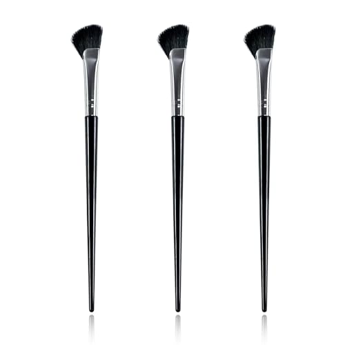 Nose Contour Brush, 3Pcs Eye Brow Contouring Brush Half Fan-Shape Shadow Brush Blush Brush for Highlighter Blush Liquid Cream Powder