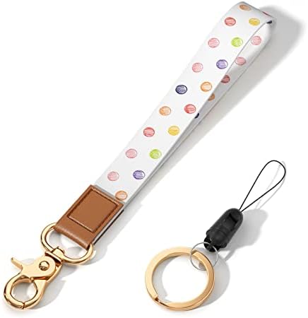 Hsxnam Wrist Lanyard Key Chain, Cute Wristlet Strap Keychain Holder for Women Car Keys ID Badges Phone Airpods, Green Marble