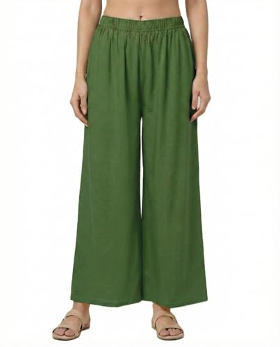 Image of Plaazo Women's Cotton Palazzo | Wide Leg Palazzo for Women | Soft Breathable High Waist Bottom Wear | Comfortable Casual, Office, Travel for Women