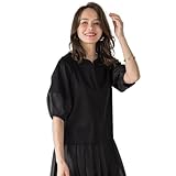 [Viaggio Blu] [ビアッジョブルー] シアードッキングポンチカットソー≪洗濯機で洗える≫ ブラック S