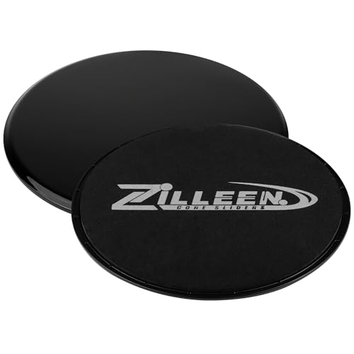 ZILLEEN Exercise Sliders for Working Out Black Fitness Discs for Pilates Women Men, 2 Pack