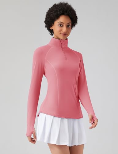 Image of LOMON Women Long Sleeve Shirts Sun Protection 1 /4 Zip Summer Quick Dry Hiking Shirts Quarter Zip Pullover for Women