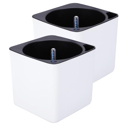 Pot Carré Blanc à Hydratation Automatique Jojofuny avec Grosse Capacité et Jauge d'Eau - 2