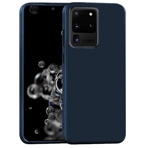 Image of Back Cover | Full Camera Protection | Premium Liquid Silicon Case | Flexible Bumper Case for Samsung Galaxy S20 Ultra 4G / S20 Ultra 5G (Dark Blue)