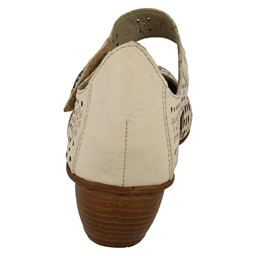 Rieker 43753-60 Ladies Leather Block Heel Shoes Cream EU 424