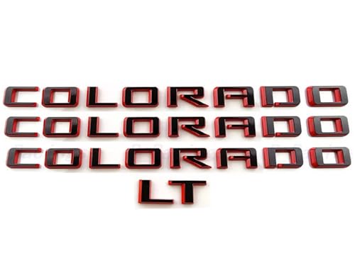 Image of 4Pc 2015-2022 Colorado V6 Body Fender Tailgate Side Emblems 3D Badge Logo Truck Nameplate Sticker Letter 85594766 Replacement for Colorado (LT Version Redline)