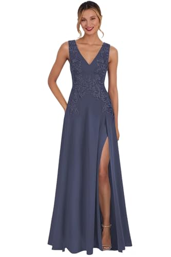 Raseal Chiffon Mother of The Bride Dresses for Wedding Sleeveless Applique Formal Dress RS187